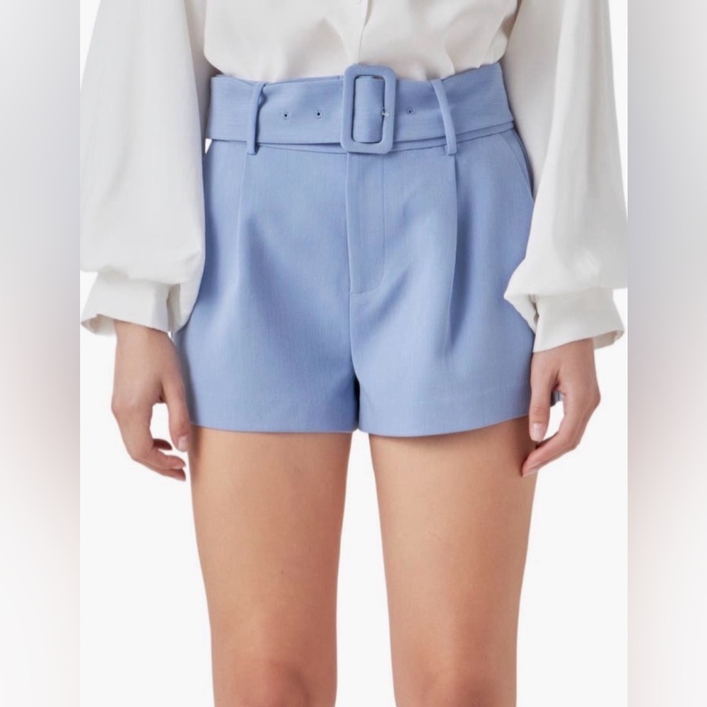 Gianni Bini Light Blue High-Waist Belted Shorts